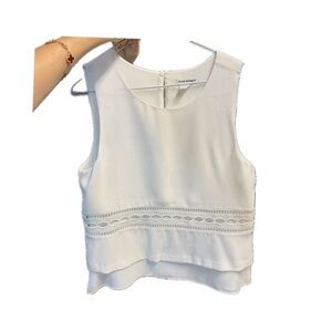 Club Monaco White Sleeveless Layered Camisole with Crochet Band